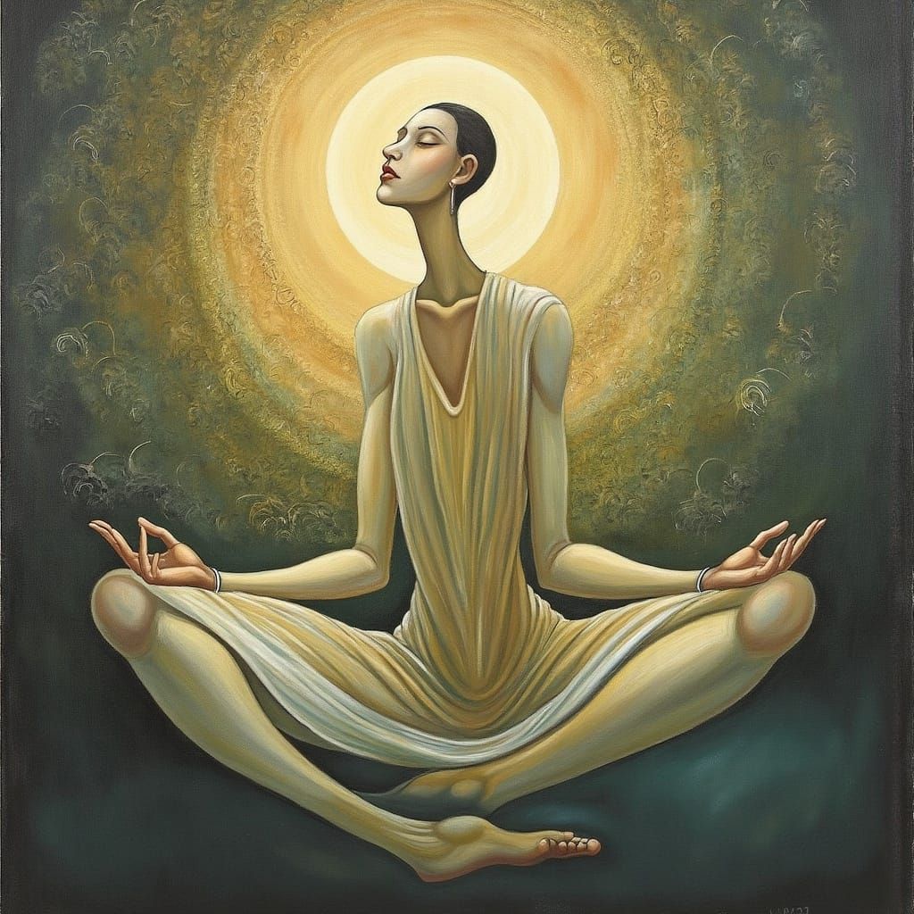 Ethereal Figure in Contemplation: Mystical Realism