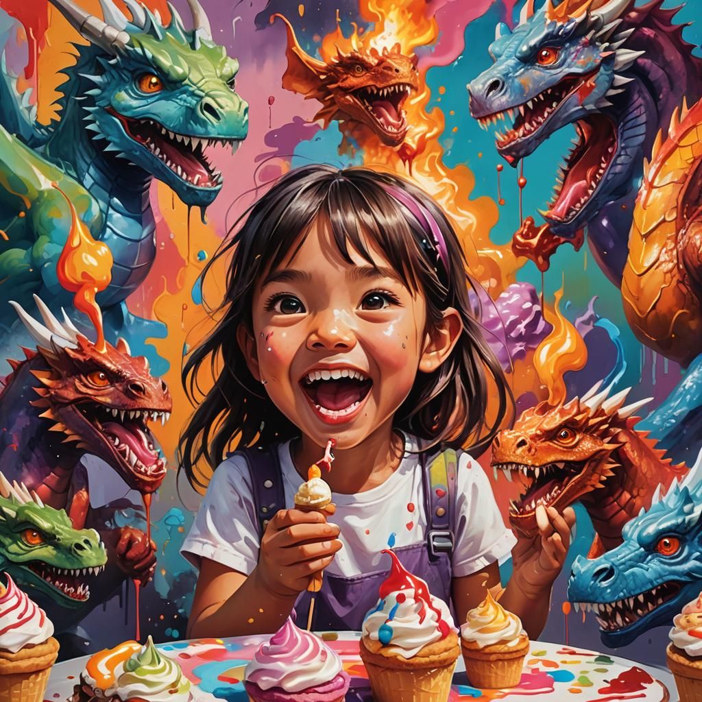 Girl, Dragons, Ice Cream: Vibrant Street Art