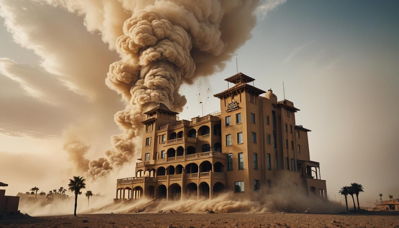 Hotel California Rises in Surreal Desert Landscape