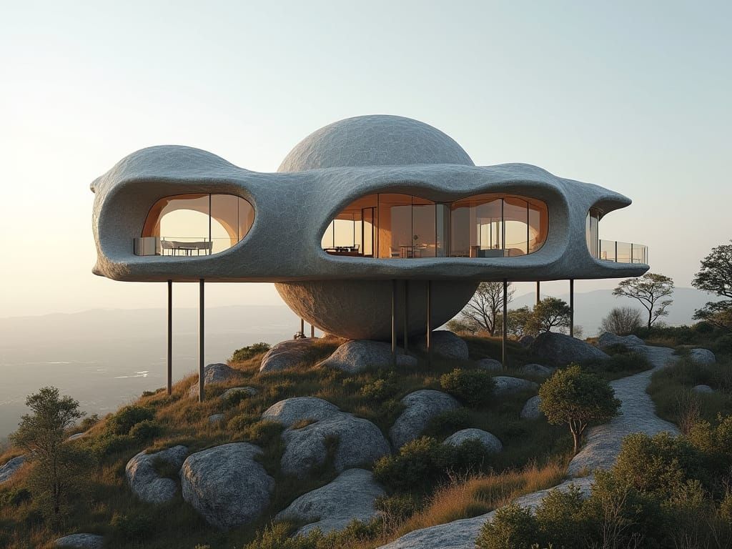 Reticulated Sphere House on Stilts
