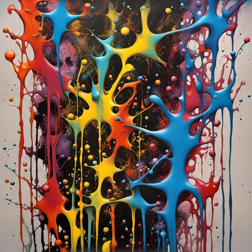 Colorful Abstract Expressionist Graffiti Art in Pollock Styl...