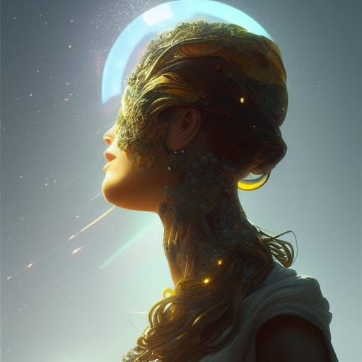Detailed Portrait of Gaia in Art Nouveau Style