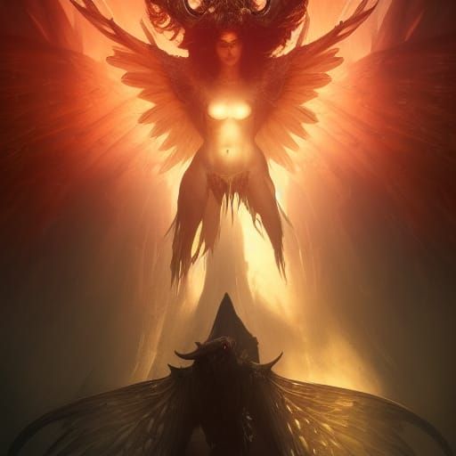 Detailed Demon Wings in Dark Fantasy Art