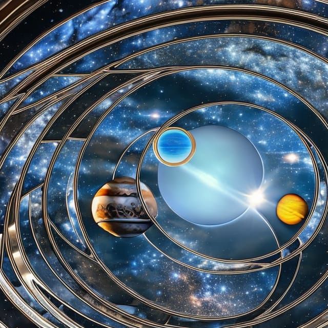 stained glass window of planets and galaxy III