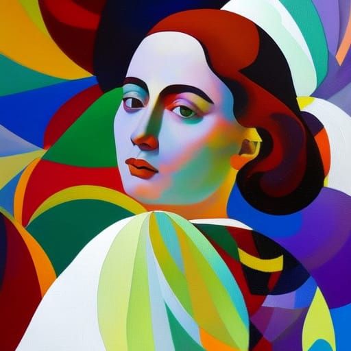 Hyperrealistic Oil Painting in Delaunay and Vermeer Styles