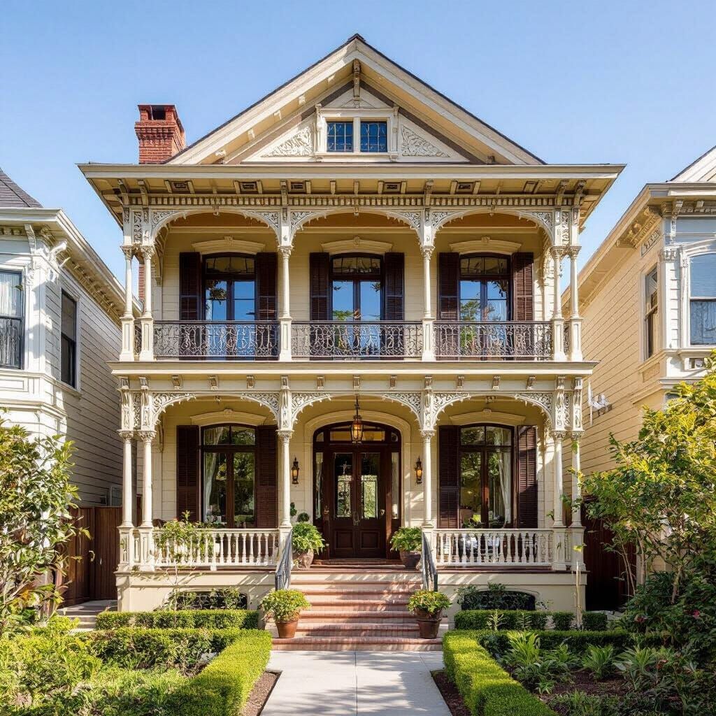 Victorian Colonial House with Mediterranean Garden