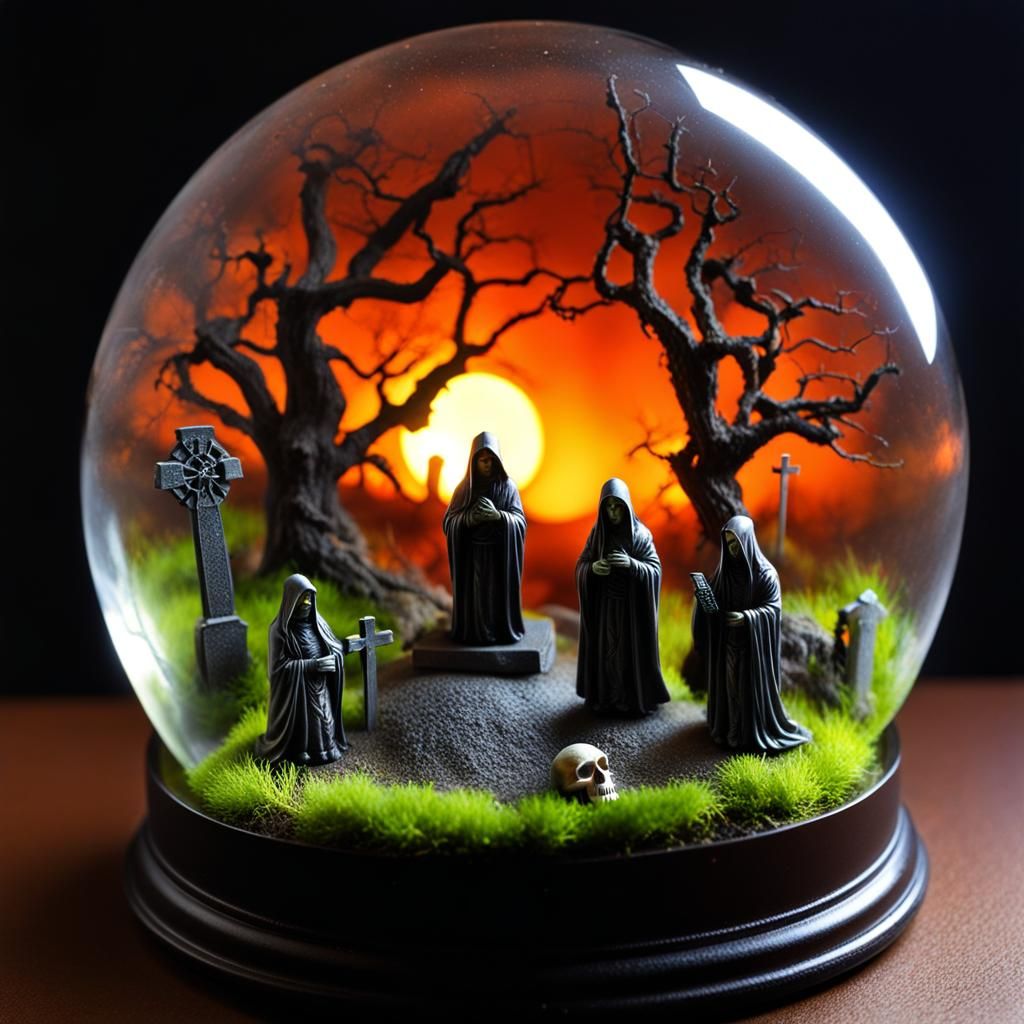 Haunted Graveyard in Cracked Glass Head: Miniature Scene