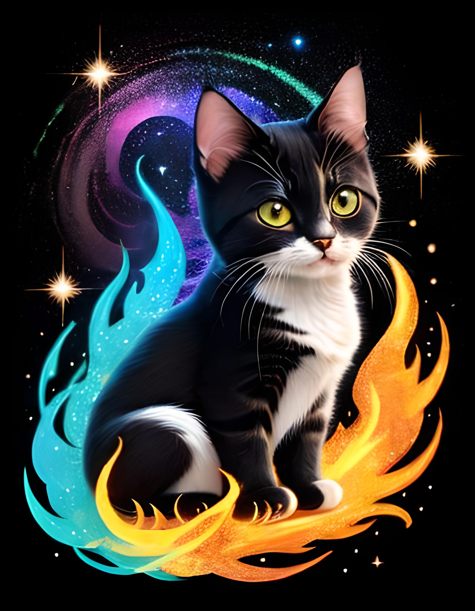 Rainbow Sorcerer Kitty with Glittering Fur