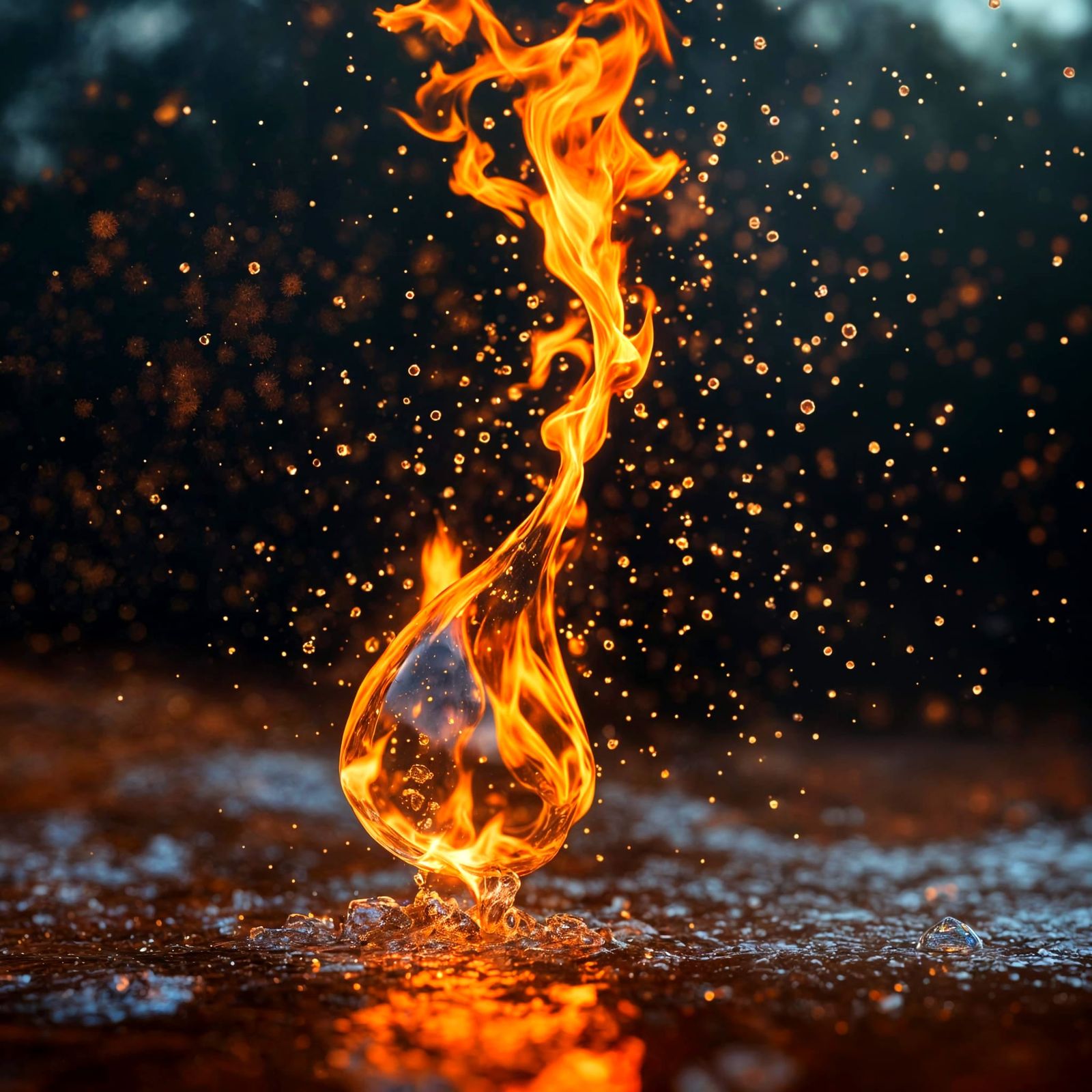 Fiery Water Droplet Macro Photography