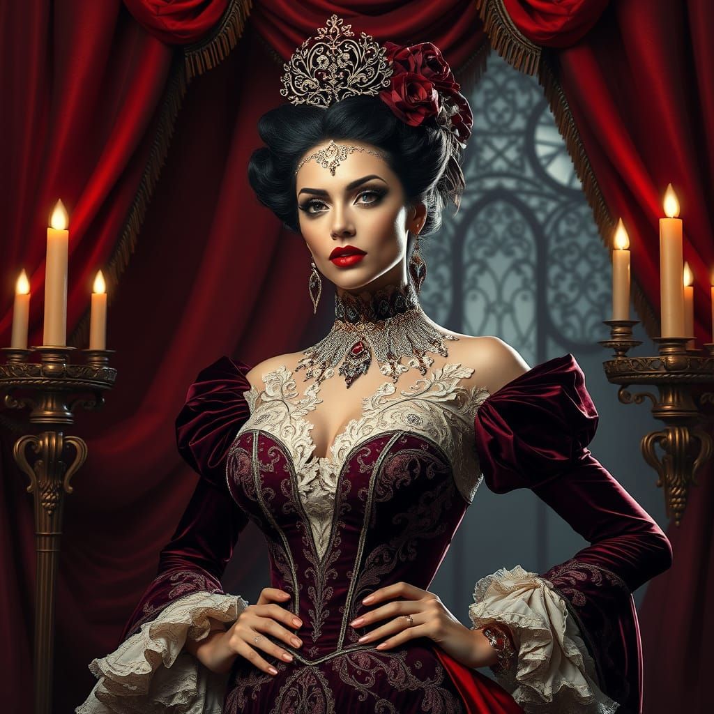 Majestic Victorian Queen in Opulent Attire