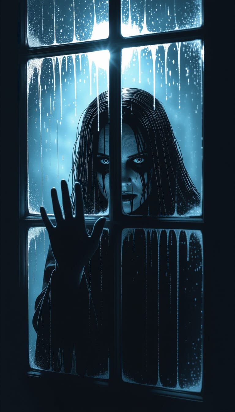 La Llorona Horror Appears on Window in Night Vision