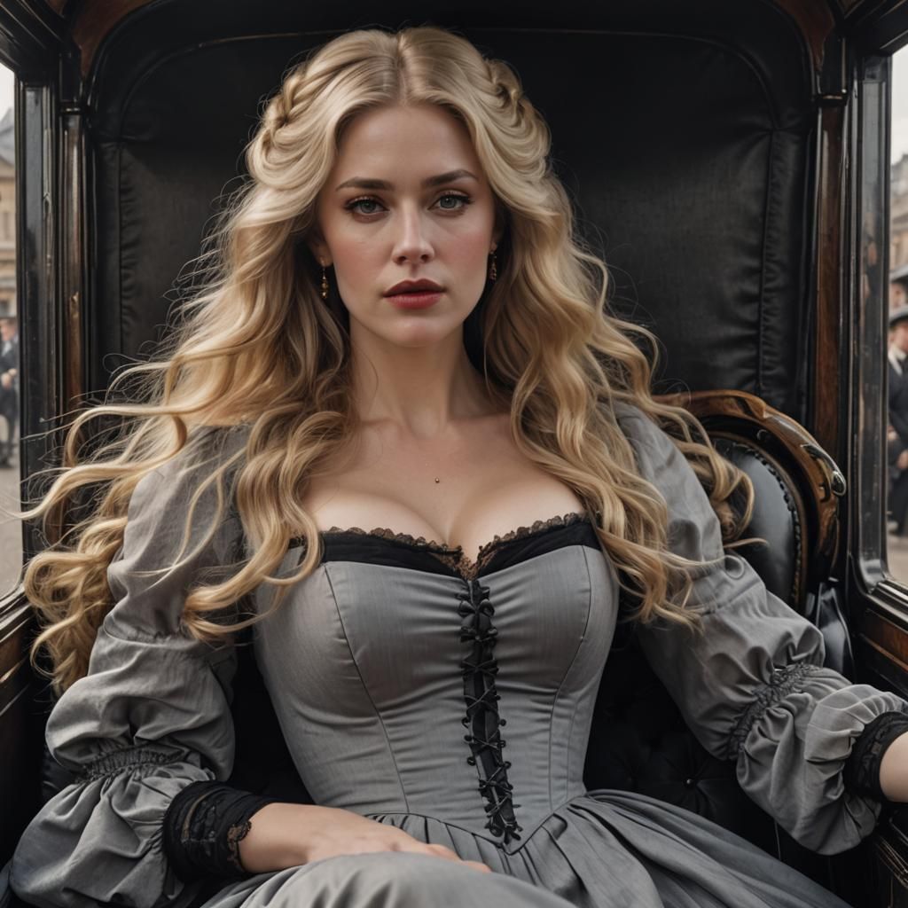 Woman in 1890s Carriage: Hyperrealistic Cinematic Portrait