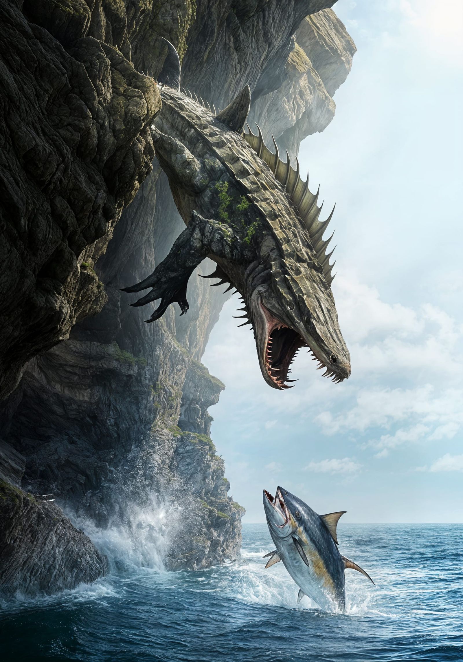 Cliff Predator's Ocean Ambush in Hyperreal Detail