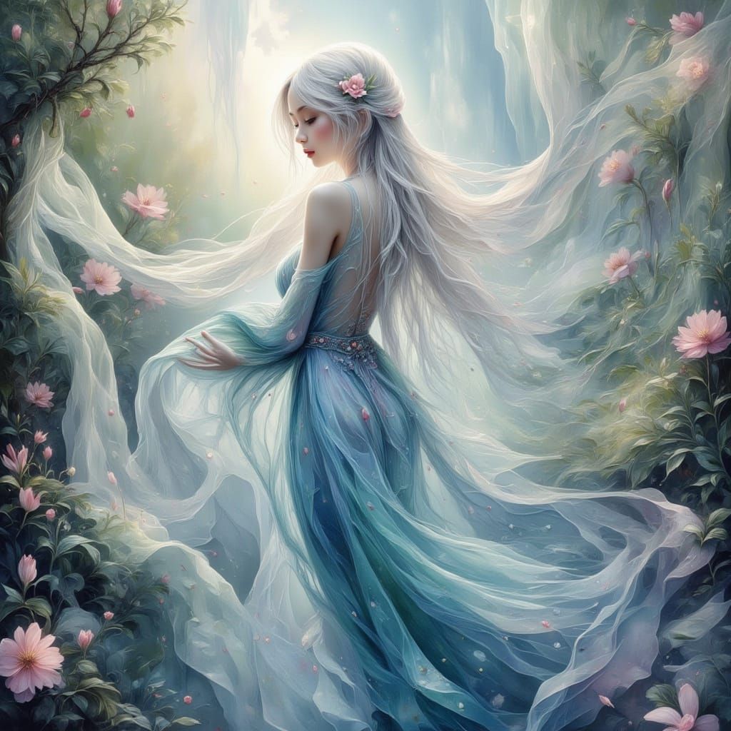 Ethereal Elf in Futuristic Anime Style