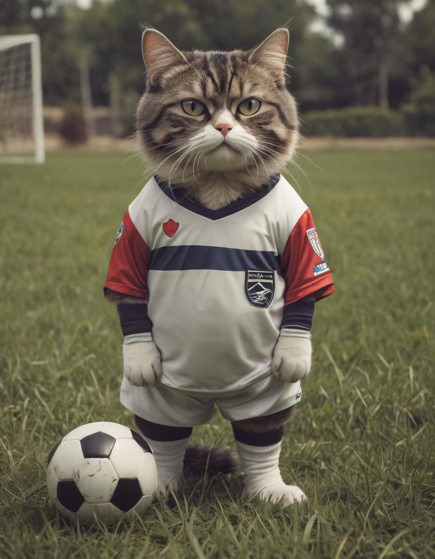 Grumpy Cat in Soccer Uniform Comic Art
