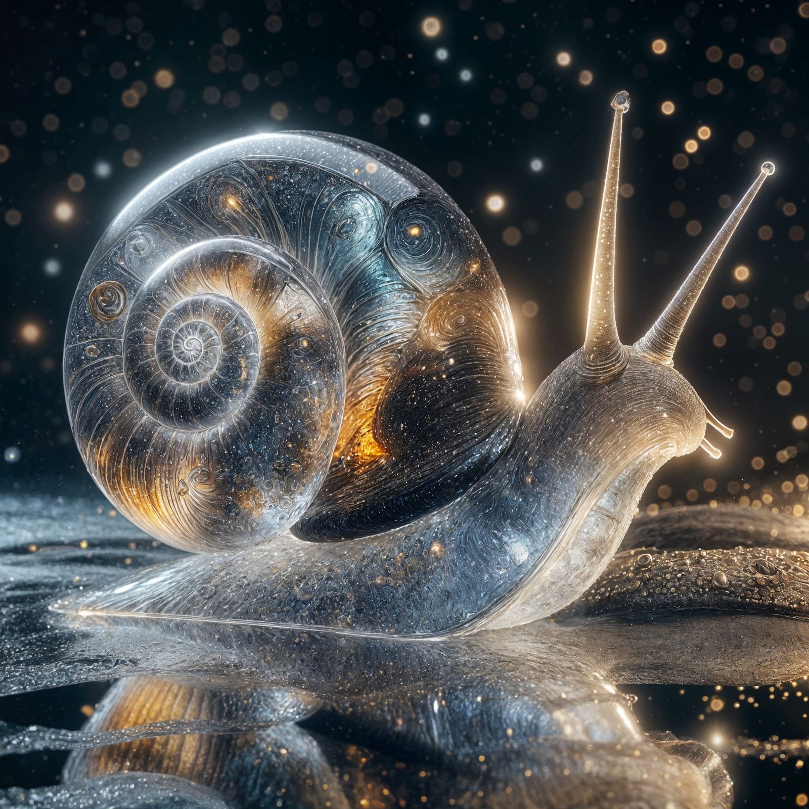Crystal Galaxy Snail with Shimmering Details