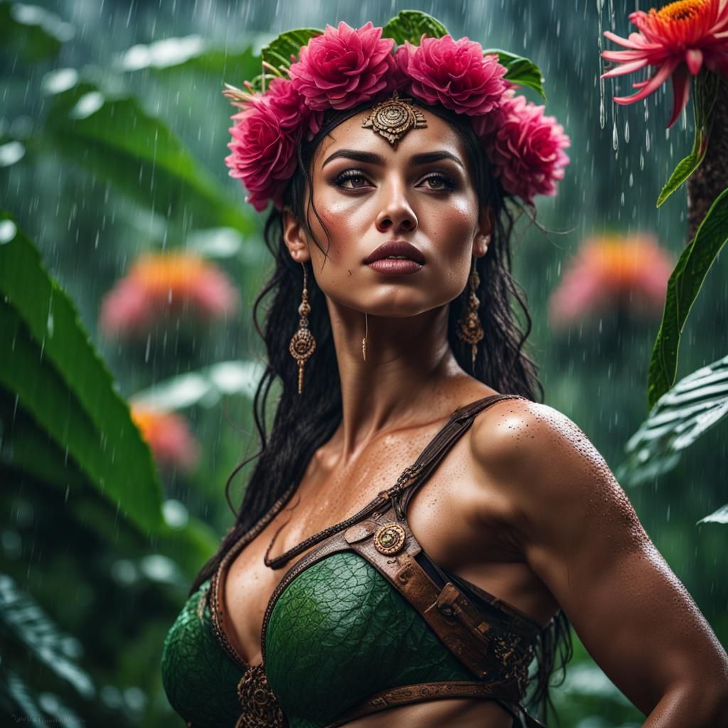 Beautiful Woman Warrior in Mexican Jungle, 8k