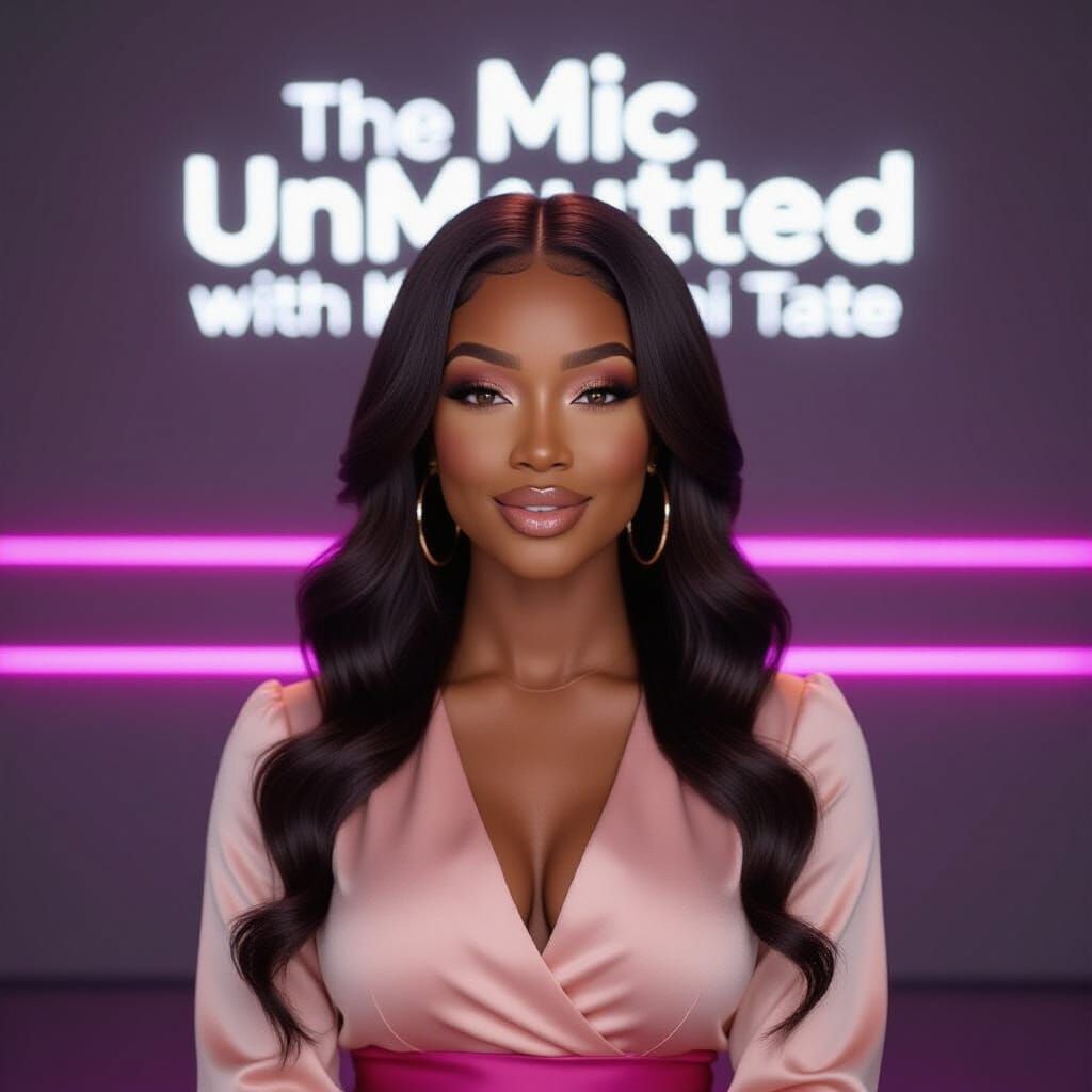 Kaelani Tate: Confident Black Woman in Podcast Studio