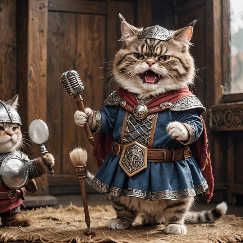 Grumpy Viking Kitten Singing Opera