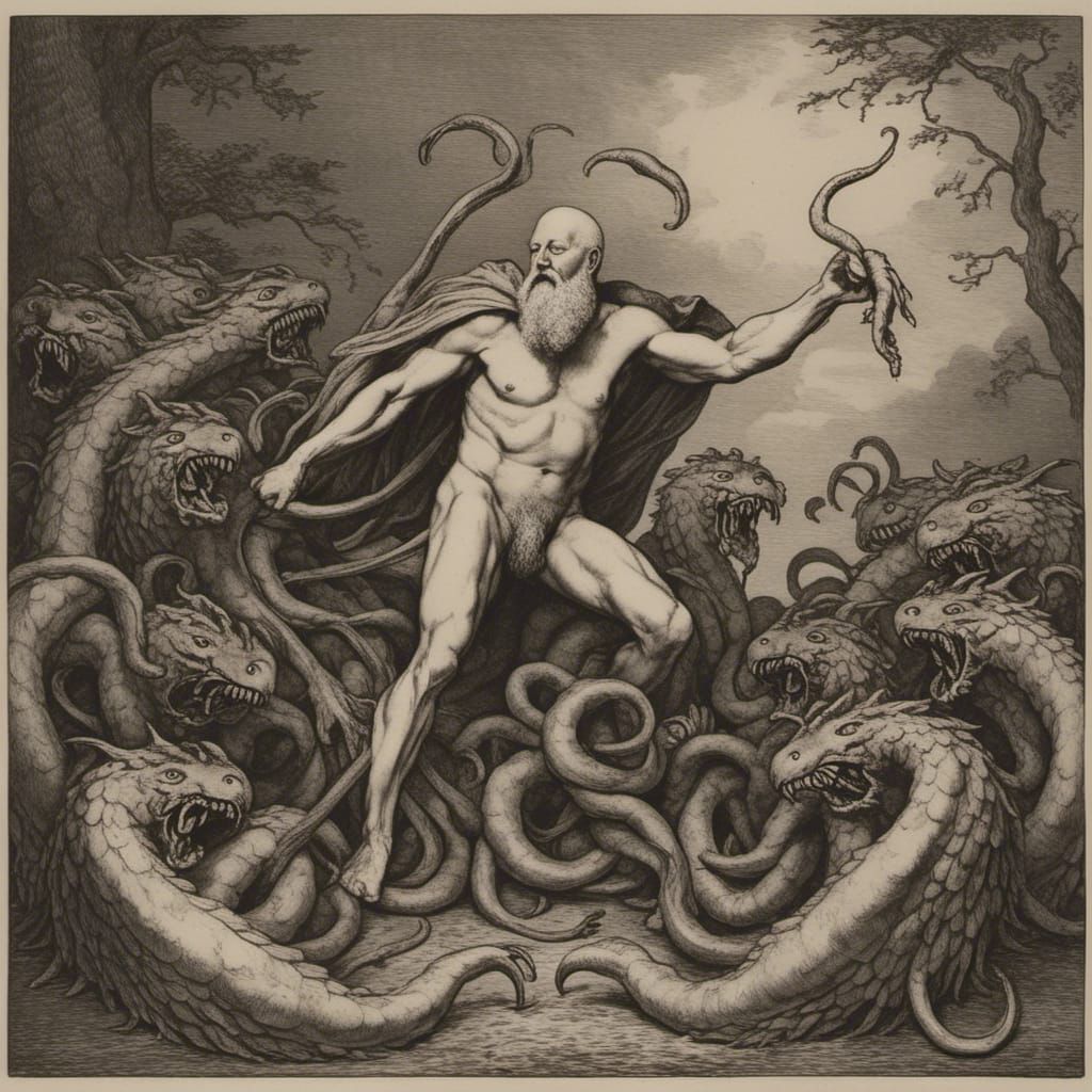 Hercules fighting the Lernean Hydra