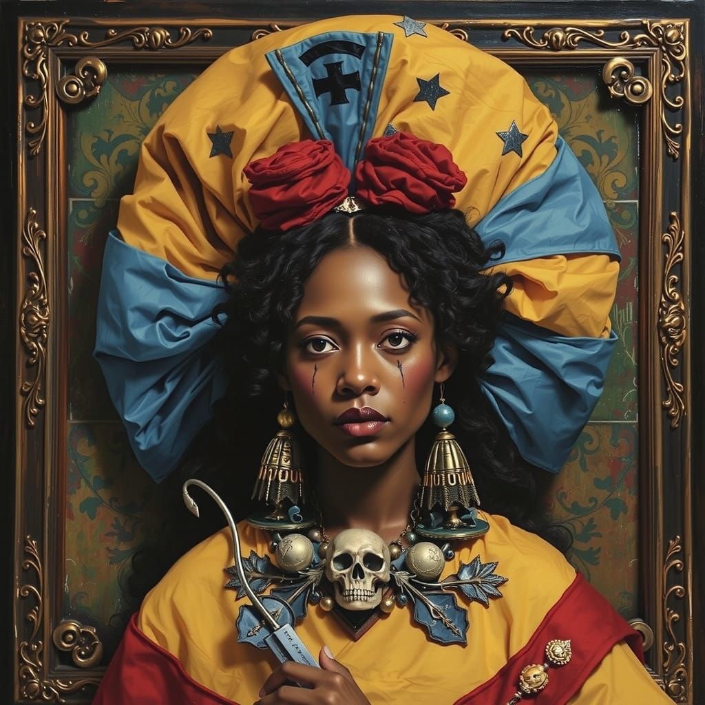 Voodoo Queen Portrait in Vermeer Style