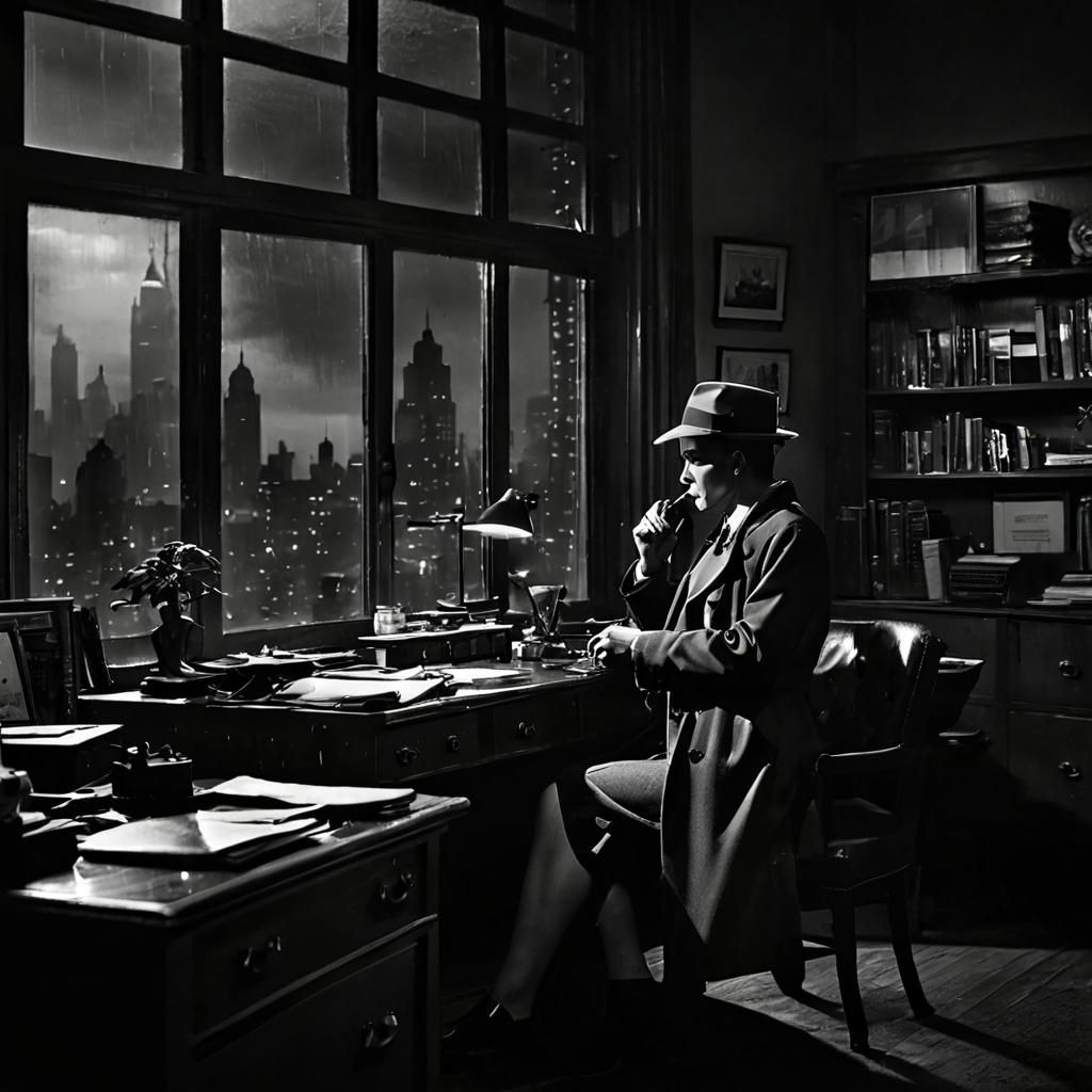 Noir Detective Scene in 1950s Style