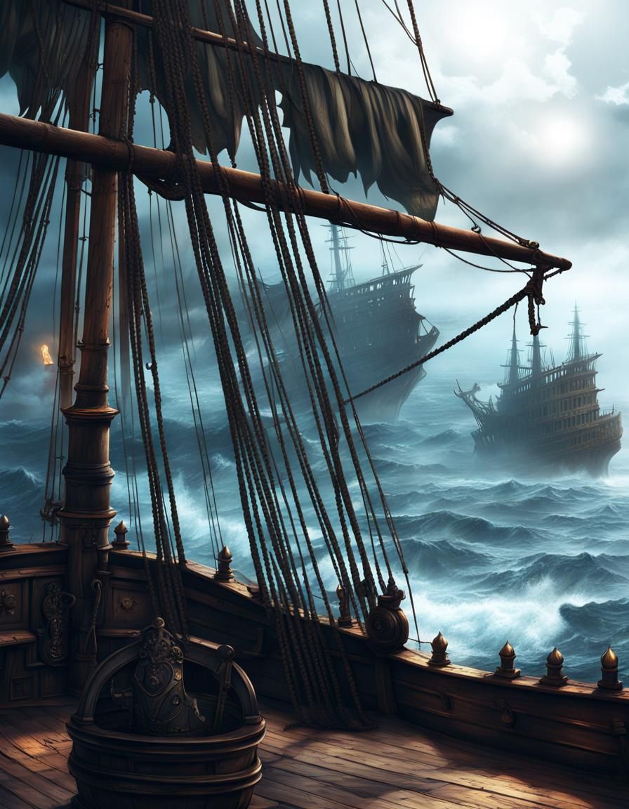 Epic Pirate Ship Deck in Digital Matte Painting Style