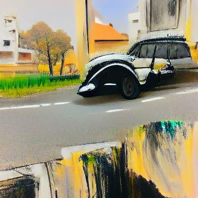 Classic Citroen in Black and White Oil Painting