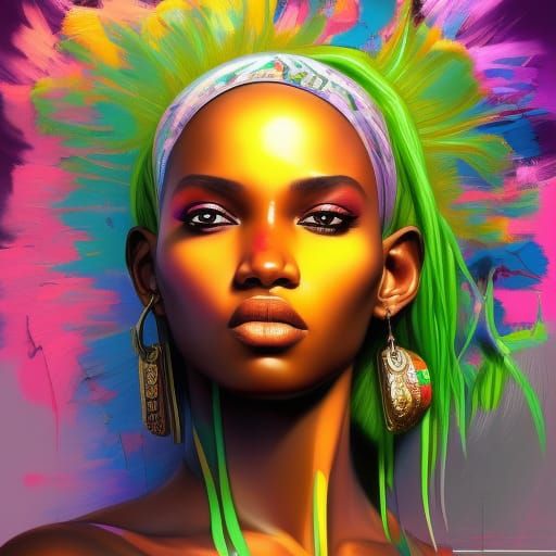 Detailed African Woman Portrait with Protea Flowers