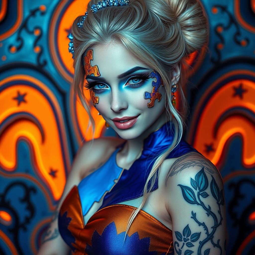 Gothic Goddess with Pale Skin and Lush Blond Hair