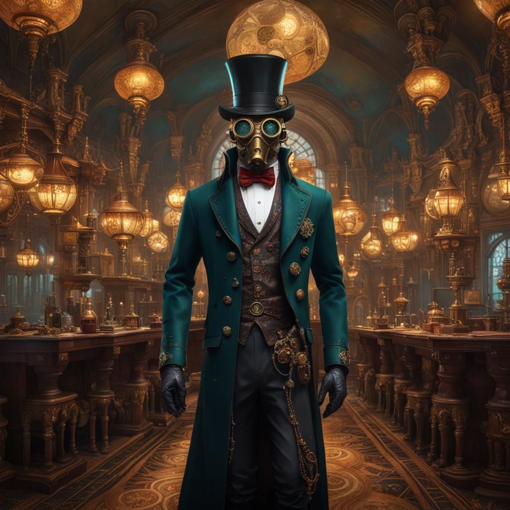 Steampunk Gentleman in Latex: Ornate Dark Fantasy