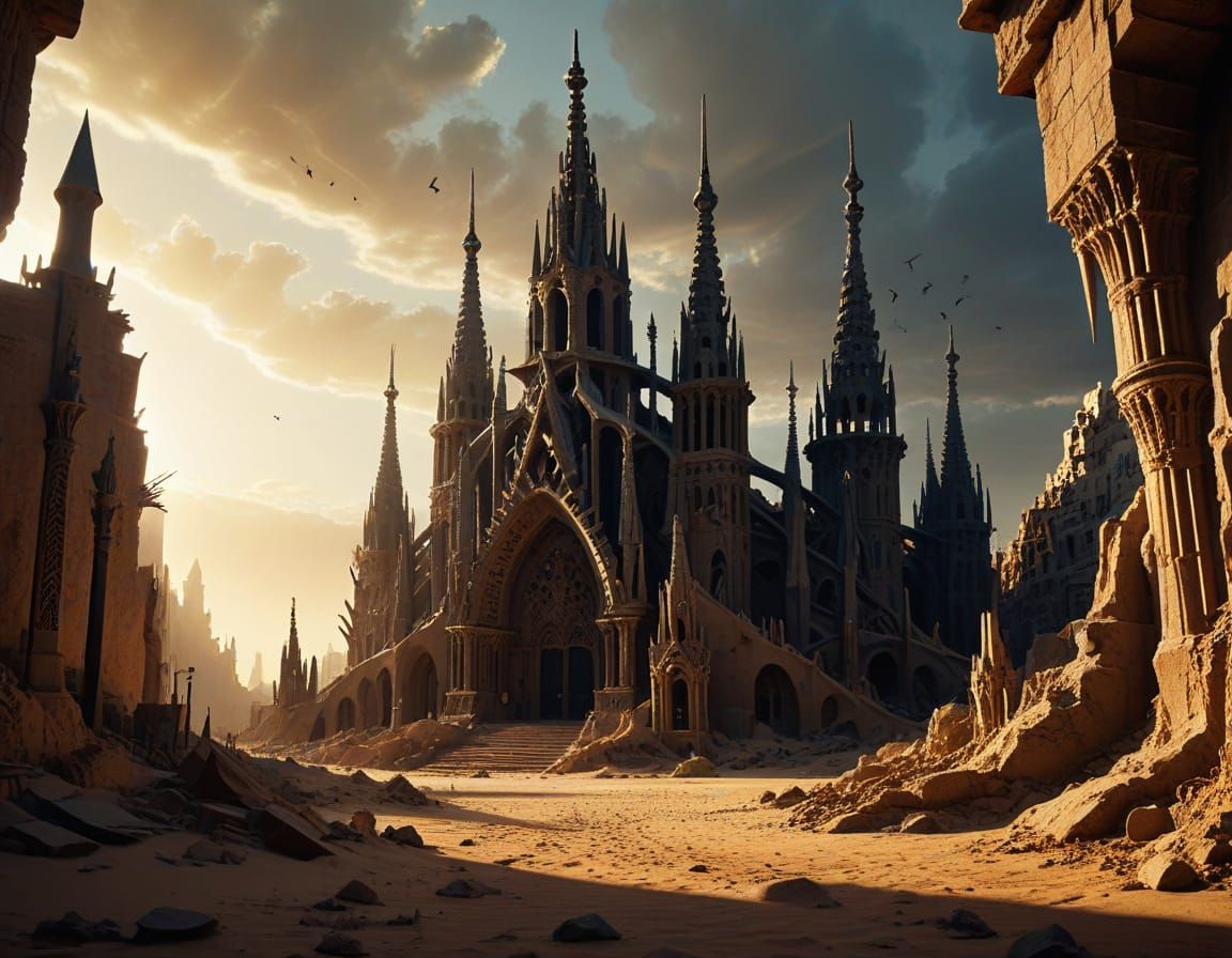 Cursed Desert City in Dark Fantasy Style