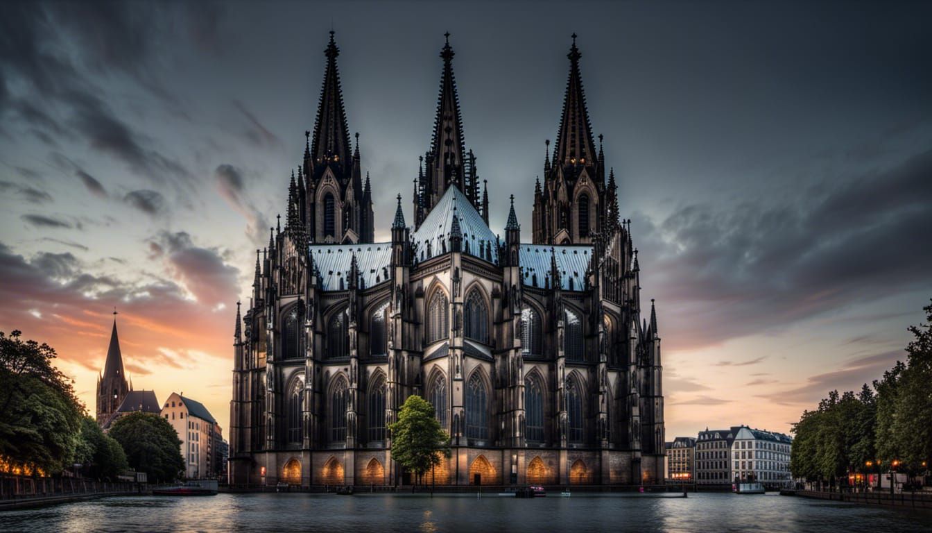 Cologne Cathedral at Twilight: Realistic Gothic Architecture