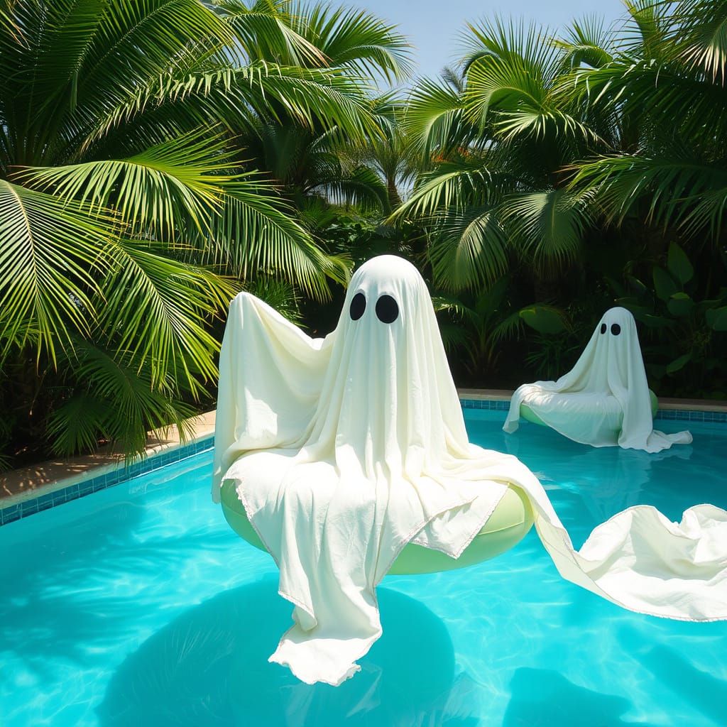 Ghosts Celebrate Summerween in Turquoise Pool