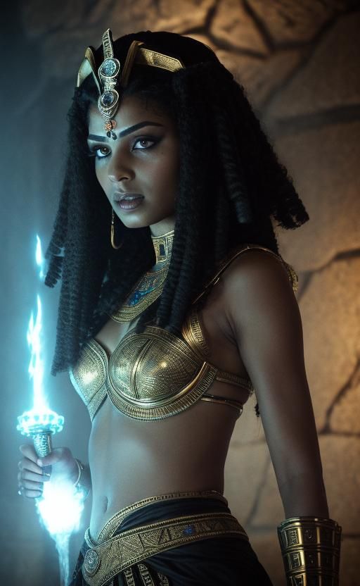 Elegant Egyptian Ruler in Dramatic Cinematic Lighting