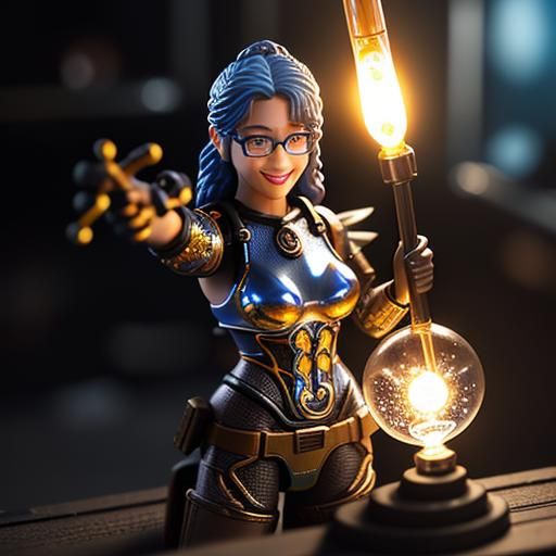 Happy Glassblower Action Figure in Workshop