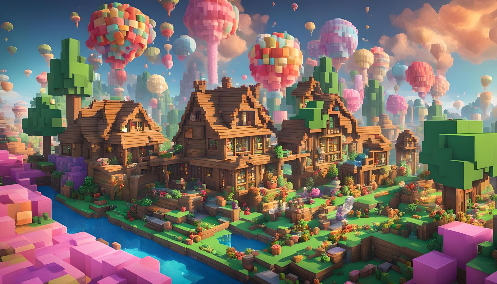 Minecraft Landscape in Candy Art Style