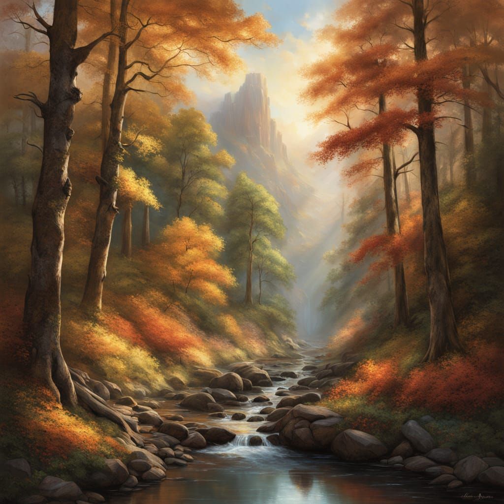 Woman in Golden Autumn Forest Path