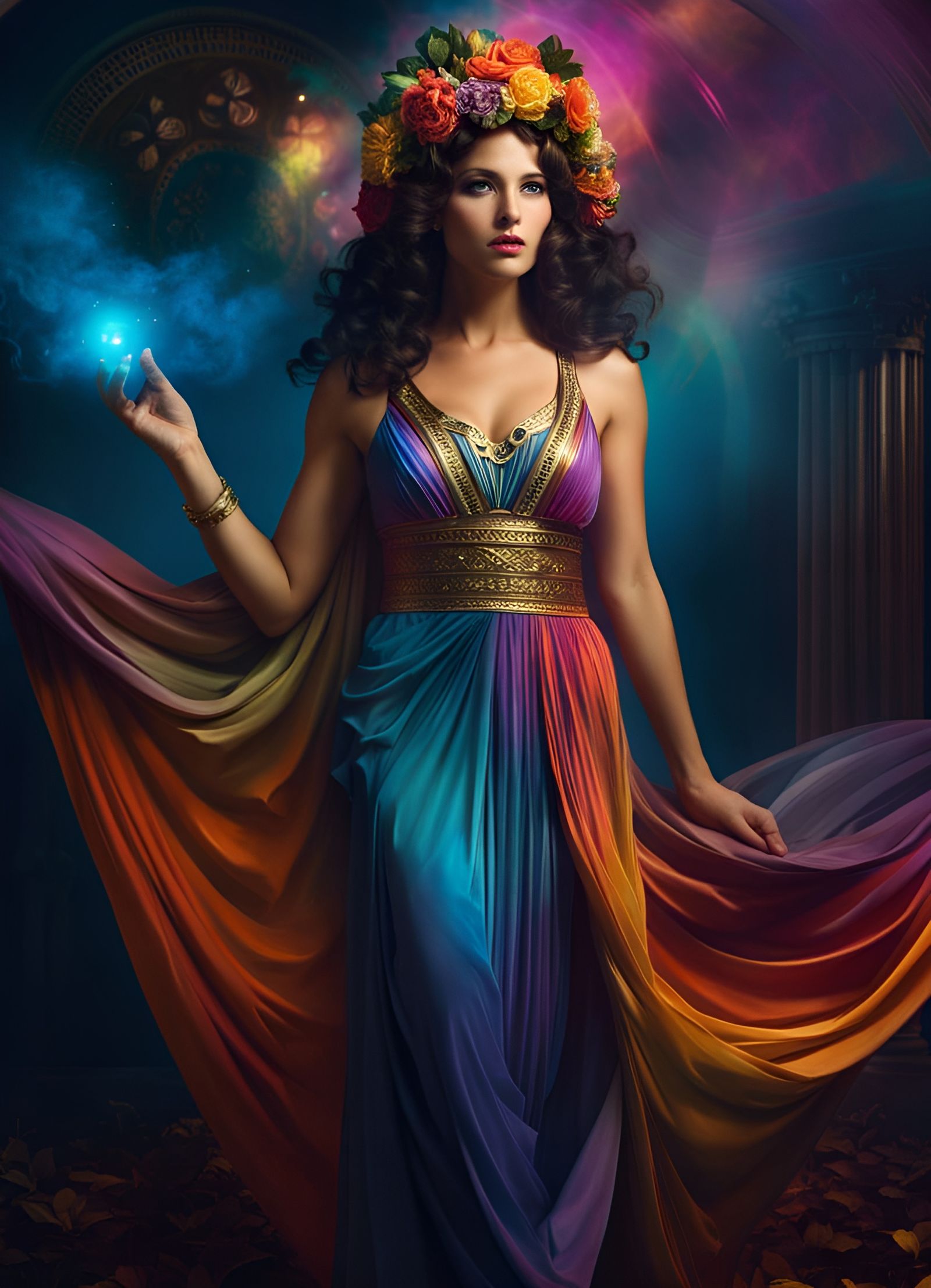 Greek Goddess Até in Cosmic Colors