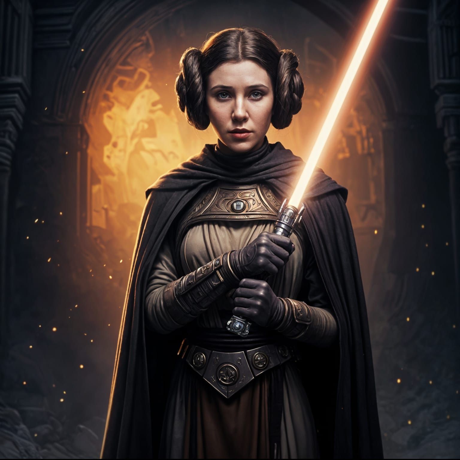 Princess Leia as Jedi Knight: Dark Fantasy Art