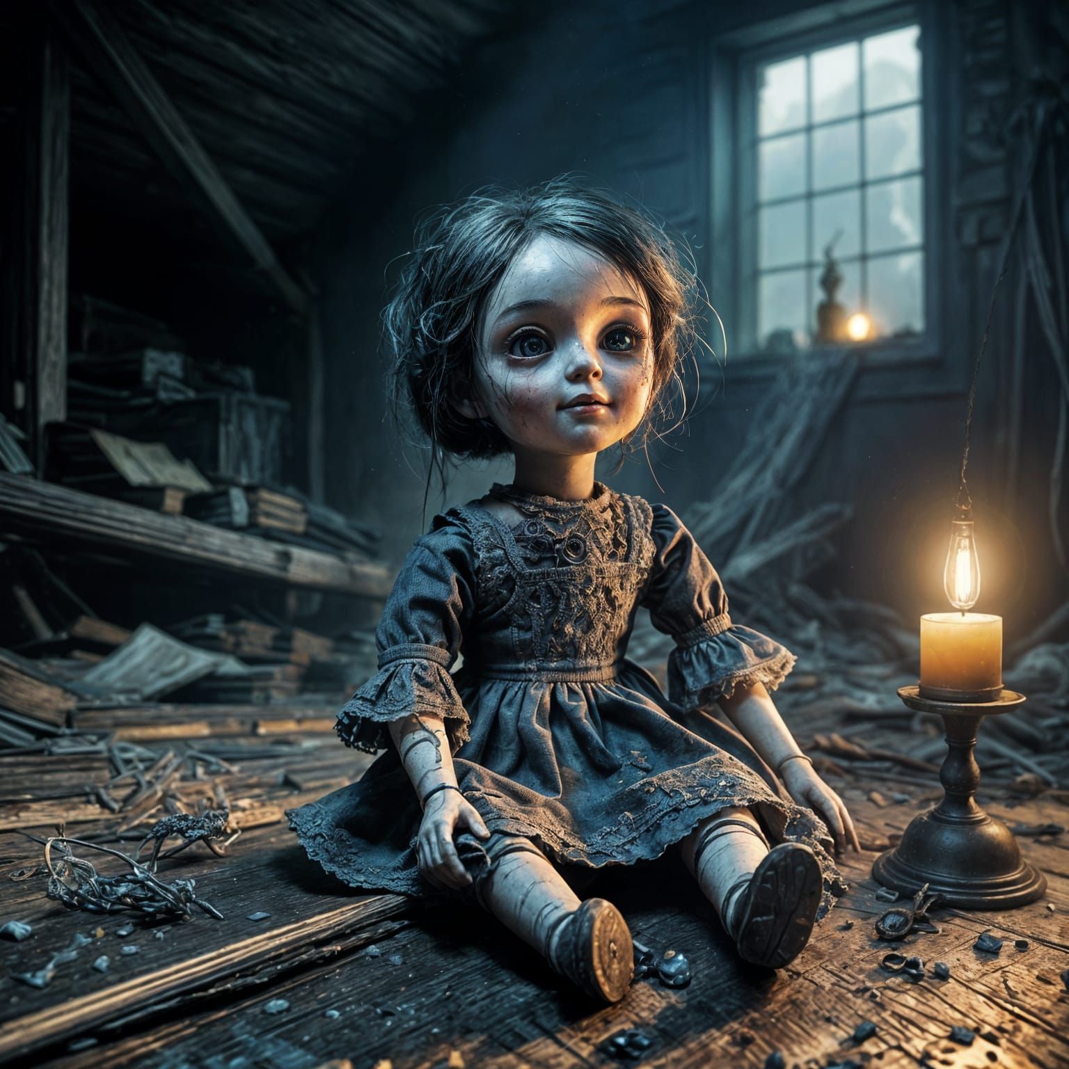 Creepy Raggedy Doll in Dark Fantasy Style