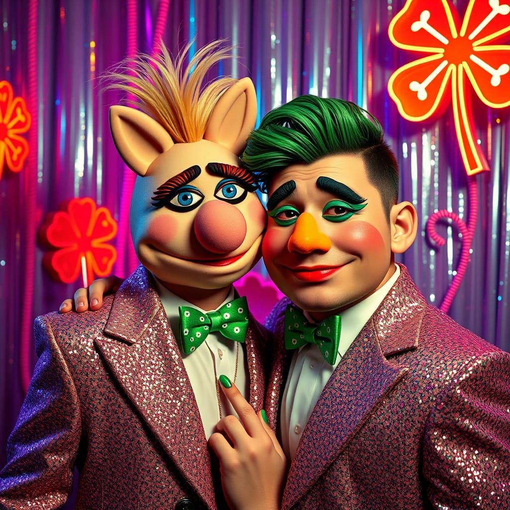 Glamorous Pop Art Portrait with Glittering Accents