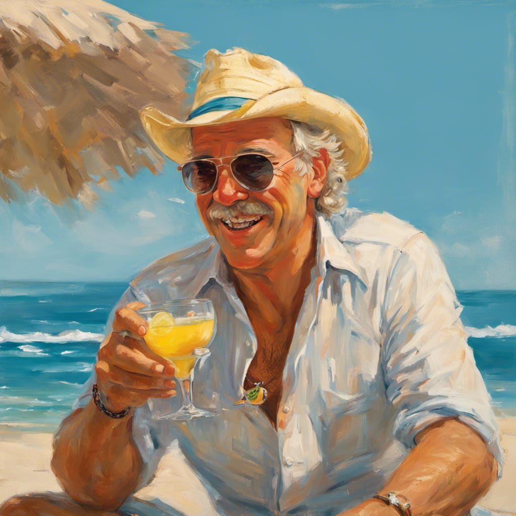 Margarita Beach Scene in Impressionist Style