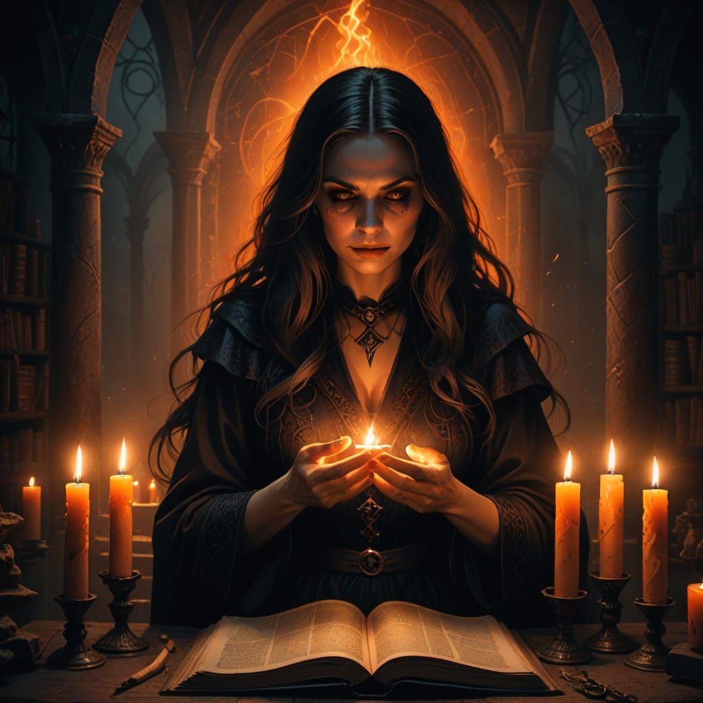 Gothic Witch Conjures Dark Ritual in Muted Colors
