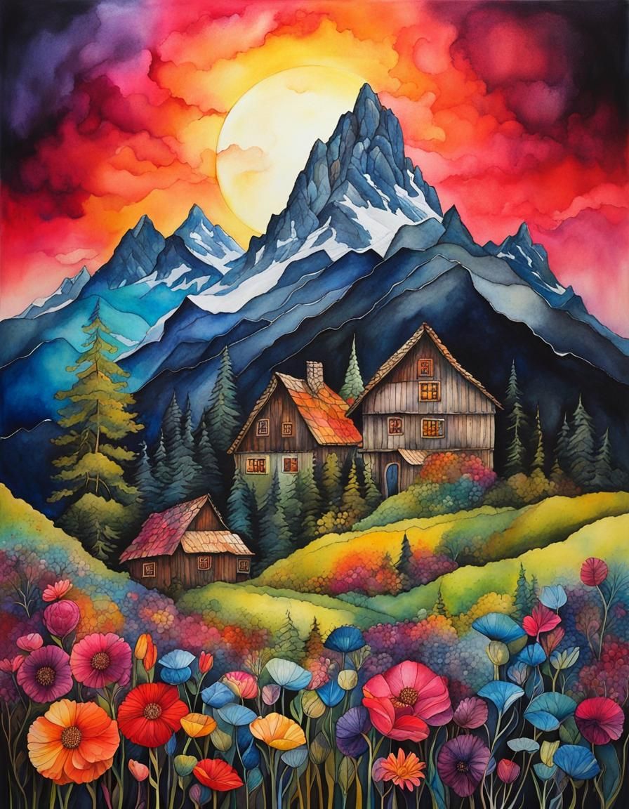 Surreal French Alps Fantasy Landscape