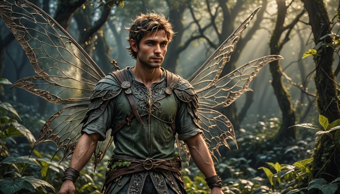Hyperrealistic Male Fairy in Cinematic Style