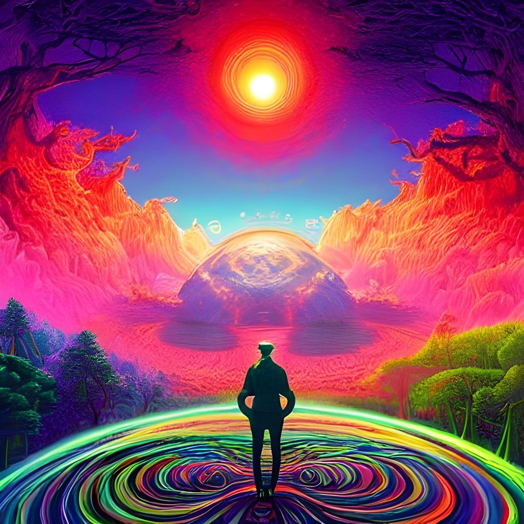 Psychedelic Dreamscape in Five-Point Perspective