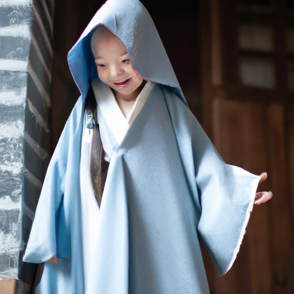 Ethereal Girl in Blue Poncho as Jiangshi