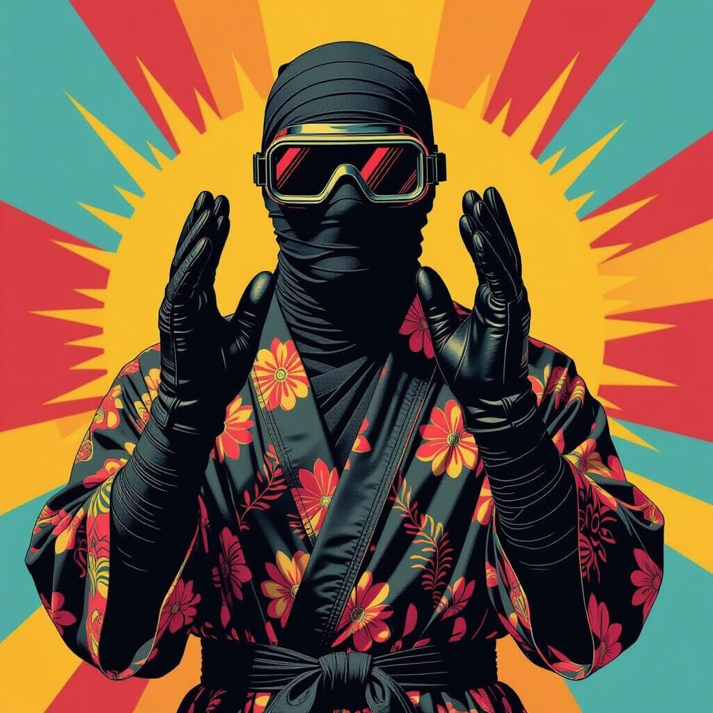 Pop Art Mummy in Versace Robe as Screen Print