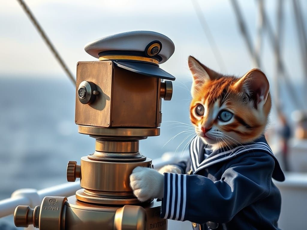 Kitten Signals at Sea: A Naval Portrait